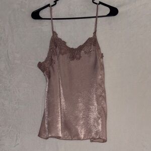 Listicle Satin Cami with Lace in Blush
